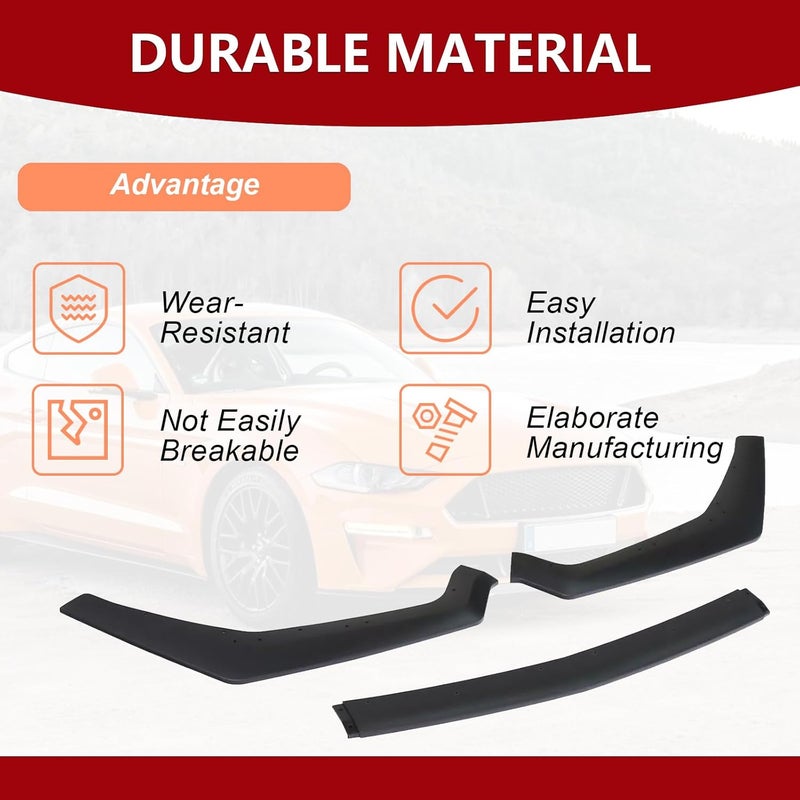 Gear Up Front Bumper Lip Spoiler for Ford Mustang GT 2018-2023 Matte Black Front Bumper Chin Splitter Diffuser Protector Guard - Image 5